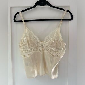 PINKO - butter/cream lace trimmed silk tank